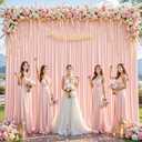 8x10FT Pale Pink Backdrop Curtains for Wedding Parties, Wrinkle Free Polyester Photography Backdrop Drapes for Wedding Baby Shower Birthday Parties Stage Background Stand Decorations 4x10ft,2 Panels