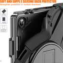 Rugged Case for Lenovo-Tab-M10 (3rd Gen) 10.1" 2022 w/Stylus Holder & 360 Rotating Kickstand, Heavy Duty Hybrid Shock-Proof Cover with Hand/Shoulder Strap TB-328FU/TB-328XU(Black)