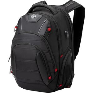 Swissdigital Design Travel Backpack for men, TSA Friendly USB Charging RFID Protection Business Backpack Fits 15.6" Laptops Black | J14-BR