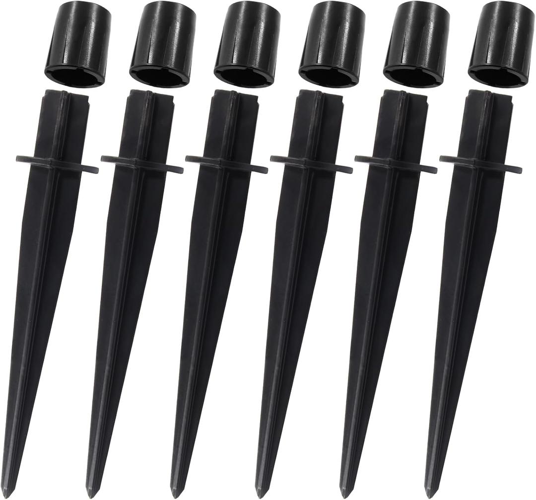 6 Pack Metal Replacement Spike Stakes for Solar Lights Outdoor - 0.78" x 5.3" Solar Light Stakes for Garden Lights Landscape Yard Pathway Patio Lamps Pole