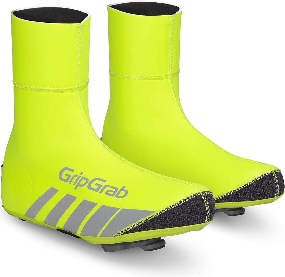 GripGrab RaceThermo Waterproof Winter Road Bike Overshoes Windproof Thermal Cold Weather Neoprene Cycling Shoe Covers (Large (9-10), Yellow Hi-Vis)