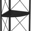 Snughome Corner Shelf with Metal Frame, 3 Tier Corner Storage Organizer, Freestanding Corner Bookshelf Stand Display Rack for Kitchen, Living Room, Black