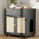Stylish Cat Litter Box Enclosure with Scratching Board and Storage Drawer, Black, 23.6"L x 17.7"W x 25.9"H