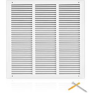 Fancat 18x18 Duct Opening | Steel Return Air Grille | Vent Cover Grill for Sidewall and Ceiling | HVAC Cold Air Intake Grille | White | Outer Dimensions: 19.75"W X 19.75"