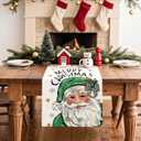 4 x Artscope Merry Christmas Santa Claus Table Runner, Xmas Winter Snowflakes Holiday Kitchen Dining Table Decoration for Christmas Home Party Decor 13x72 Inch-Green