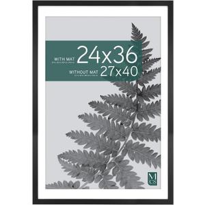 MCS Studio Gallery 27x40 Matted Poster Frame with 24x36 Picture Display, Black Woodgrain Engineered Wood Vertical & Horizontal Wall Hanging Large Picture Frame for Photos, Posters & Art Prints (1-Pack)