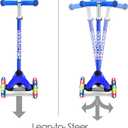 3-Wheel Kick Scooter for Kids Ages 3-8 Lean-to-Steer Toddler Scooter with Extra Wide Light Up Wheels, 4 Adjustable Heights, Foldable Scooters for Boys & Girls, Max Weight 110lbs