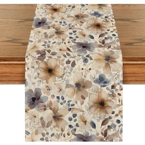 Artoid Mode Poppy Floral 210 GSM Spring Table Runner, Seasonal Summer Fall Kitchen Dining Table Decoration for Home Party Decor 13x108 Inch