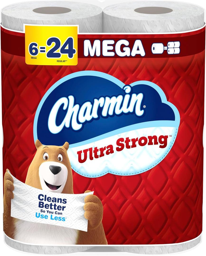 Charmin Ultra Strong Toilet Paper, 6 Mega Rolls = 24 Regular Rolls (220 Sheet (Pack of 6))