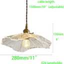 Modern Style Amber Glass Pendant Lights Fixtures 11 In/280mm Diameter Flower Lampshade and Gold Brass Finish with Switch ON/Off Pendant Ceiling Lamp for Farmhouse(Amber)