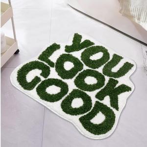 You Look Good Bath Mat Green Bathroom Rugs Funny Cute Bathroom Decor Preppy Small Cool Rug Non Slip Microfiber Washable Absorbent Shower Rug, 25x21