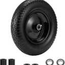 4.80/4.00-8" Flat Free Tire and Wheel 14.5" Wheelbarrow Tire,with 5/8" Axle Bore Hole,3"Center Hub and 3/4" Bearings,Universal Replacement Solid Tire for Hand Truck/Utility Cart/Garden Cart (14.5"( Flat Free Tire) 1Pack, Black)