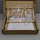 Homieasy Bookshelf Bookcase 3 Tier with Tempered Glass Shelf, Gold Display Shelf with Led Light for Collectibles, Heavy Duty Metal Frame Storage Rack, Modern Tall Bookshelf Living Room Office, Gold