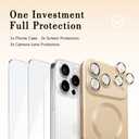 ankofave Magnetic Case for iPhone 17 Pro Max Case for Women, [Compatible with MagSafe] Matte Soft Metallic Design with Lens Protectors and 2 Screen Protectors for iPhone 17 Pro Max 6.9"-Champagne Gold