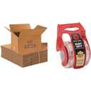 BOX USA Moving Boxes Medium 18"L x 14"W x 12"H 10-Pack & Heavy Duty 2in x 25yd Clear Packaging Tape with Dispenser - for Shipping, Mailing, Packing, Packaging and Storage
