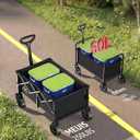 Collapsible Wagon Cart with Wheels - 250LBS Heavy Duty Folding Wagon for Groceries Shopping Outdoor Apartment Portable Foldable Utility Grocery Trolley, Black, L