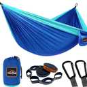 AnorTrek Camping Hammock, Super Lightweight Portable Parachute Hammock with Two Tree Straps Single or Double Nylon Travel Tree Hammocks for Camping Backpacking Hiking (Blue,Sky Blue) Double 118''L x 78''W