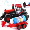 Prextex Bump & Go Bubble Blowing Farm Tractor Toy Truck with Lights, Sounds, and Action for Toddlers - Bubble Solution Included with Toy Tractors - Kids Tractor Toys for 2 Year Old Boy to 3+ Years Old