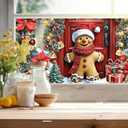 Christmas Window Film Gingerbread Man Front Door Holiday Decorations Gift Boxes Festive Privacy Glass Sticker Static Cling Window Clings for Home Party 39.3  17.7 Inch