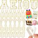 Chenille Letters Patches Self-Adhesive for Clothing: NICEVINYL 30pcs White Vowel Letters Patches Sew on for Fabric - Fuzzy A-E-I-O-U Varsity Letter Stickers for Backpacks Trucker Hats Makeup Bags