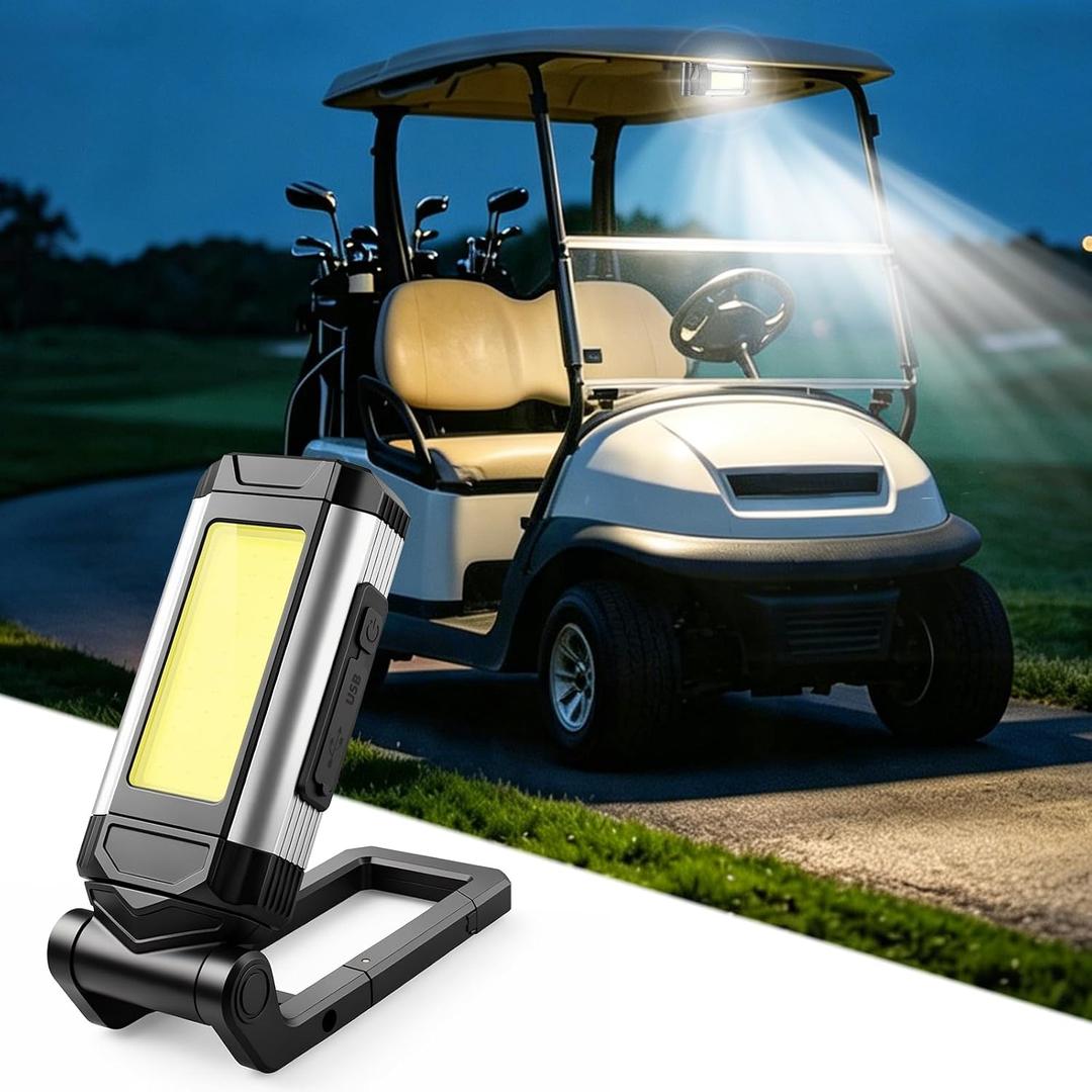 Magnetic Rechargeable Golf Cart LED Dome Lights with 360° Rotation & 7 Modes, Waterproof Portable Golf Cart Work Light with Hook, Golf Cart Accessories for Golf Cart Camping RV Hiking