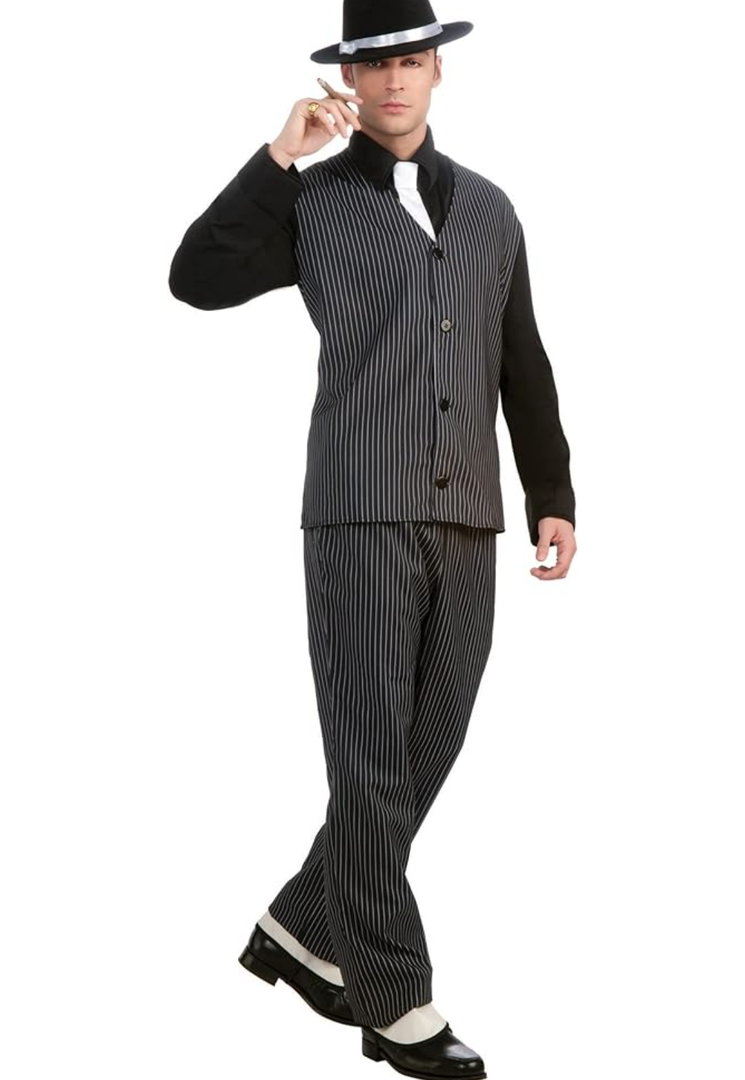 Men's Roaring 20's Pinstripe Suit Gangster Costume, Medium