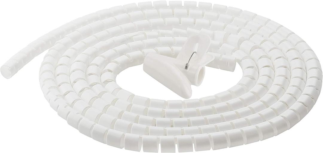 Cable Management Sleeve Organizer 118Inch Cord Wire Wrap Coiled Tube Cable Sleeve for Home Office PC TV White (118.1inch*0.62inch)