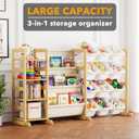 SpaceAid 3-in-1 Toy Storage Organizer with 4 Shelves and 12 Bins, Toy Organizers Storage 3-Tier Bookshelf, Kids Bin Shelf Box Bookcase for Bedroom Playroom Organization Room Decor, White