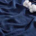 Bedsure GentleSoft 100% Cotton Blanket Queen Size for Bed - Breathable and Lightweight, Soft Cozy Textured Herringbone Woven Blanket for Summer, Navy Blue, 90x90 inches