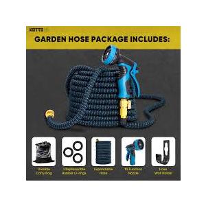 100 ft Expandable Garden Hose - Kink Free Flexible Water Hose 100ft with 10 Pattern Spray Nozzle, 3/4 Solid Brass Connectors, Retractable Latex Core - Lightweight Expanding Hose