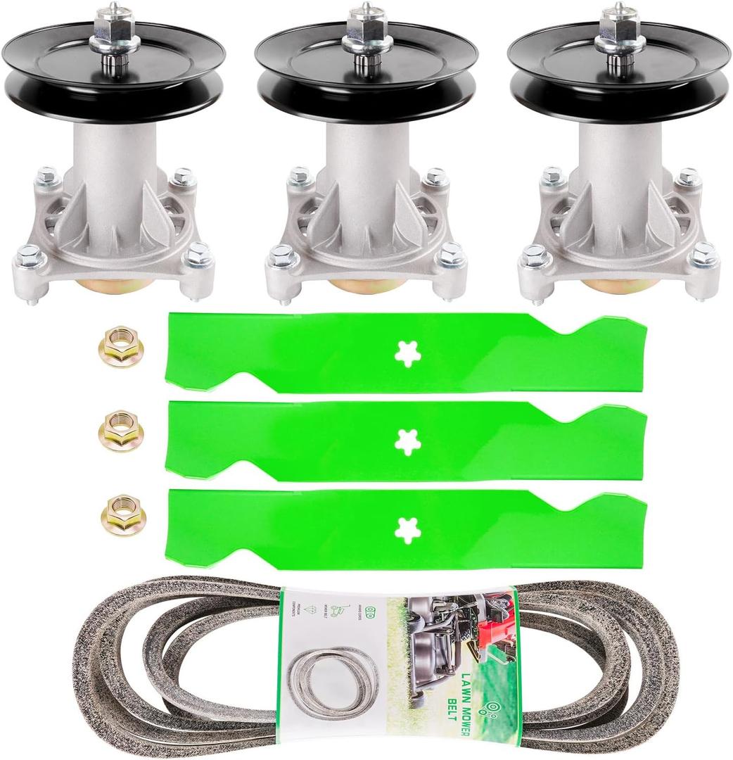 3 Pack 187292 192870 532187292 532192870 Spindle Assembly for Hus qvarna 42" 46" 48" 54" Mower Deck, YTH22V46 YTH24V48 3 Blade Replaces 11180 187254 1 Be lt 21546382 3 Idler Replaces 153535