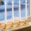otnofok 13.2" Window Candles Battery Operated with Timer, 6h On/18h Off, LED Flickering Flame, 5000K Cool White Christmas Candle Lights for Windows, Indoor Holiday Decor, 4 Pack, Gold Holders