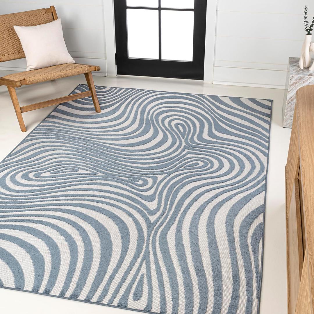 JONATHAN Y SCN103E-8 Maribo High-Low Abstract Groovy Striped Dark Blue/ Cream 8 ft. x 10 ft. Indoor/ Outdoor Area Rug for Patio, Backyard, Living Room, Bedroom, Office, Hose-Washable JONATHAN Y SCN103E-8 Maribo High-Low Abstract Groovy Striped Dark Blue/ Cream 8 ft. x 10 ft. Indoor/ Outdoor Area Rug for Patio, Backyard, Living Room, Bedroom, Office, Hose-Washable