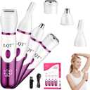 Electric Bikini Trimmer for Women,Led Power Display Removal for Body Nose Hair Trimmer Face Shavers Eyebrow Legs Armpit Bikini Area Pubic Underarms Rechargeable Portable 4 in 1 Womens Razors Set (Four-in-one multi-function, White)