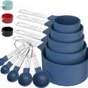 TILUCK Measuring Cups & Spoons Set, Stackable Cups and Spoons, Nesting Measure Cups with Stainless Steel Handle, Kitchen Gadgets for Cooking & Baking (Blue) (5+5)