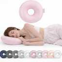 RQUXMT Piercing Pillow for Side Sleepers with Ear Hole, Donut CNH Pillow, Pressure Reduction, Skin-Friendly Washable Adjustable Ear Cushion (Large, Cotton, Light Pink)