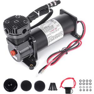 200PSI 1/4 NPT Heavy Duty Air Train Horn/Air Ride Suspension Compressor for Train/Truck/Car 12V Black (Single)