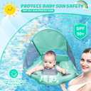 Mambobaby Baby Swim Float with Canopy & Tail Infant Pool Float Non-Inflatable Toddler Swim Float with Skin-Friendly Material for 3-24 Months Baby Boys Grils Elephant Green, One Size