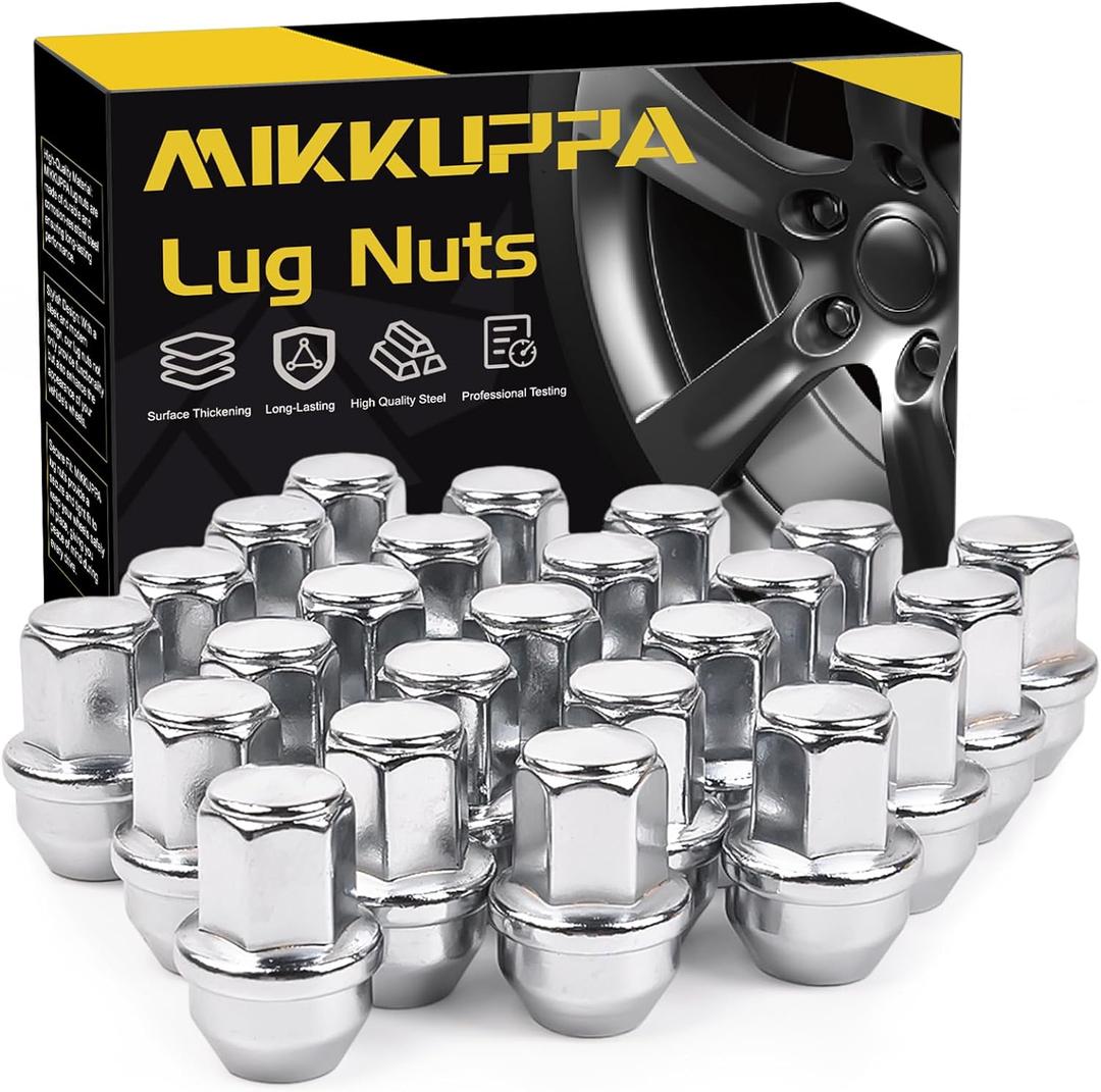 MIKKUPPA 24pcs M14x1.5 F150 Lug Nuts, Chrome OEM Style Replacement for 2015-2024 F-150 F150 Expedition Lincoln Navigator Factory Wheels 21mm Hex Anti-Rusting Updated Tire Nuts (Silver)
