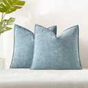 JUSPURBET Light Blue Throw Pillow Covers 20x20 Set of 2 Decorative Pillow Covers for Couch Sofa Bed Cozy Chenille Cushion Covers Cases with Invisible Zipper for Living Room Home Decor