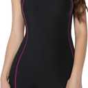 beautyin Swimsuit Women Boyleg One Piece Water Aerobic Competitive Bathing Suit (XX-Large, Black)
