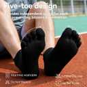 Coolmax Five Toe Running Socks for Men Women, Athletic Toe Socks with Arch Support for Running Walking Hiking (Black, L)