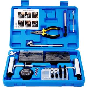 Tire Repair Kit - 68pcs Heavy Duty Tire Plug Kit, Universal Tire Repair Tools to Fix Punctures and Plug Flats Patch Kit for car Motorcycle, Truck, ARBATV, Tractor, RV, SUV, Trailer (67pcs)