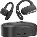 2.4GHz Wireless TV Headphones for Seniors, Open-Ear Hook Design for All-Day Comfort, Plug-and-Play (No Bluetooth), Low Latency, 50ft Range, Charging Case Transmitter with Optical & 3.5mm AUX Cables