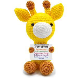 Inspirational Crochet Cheerful Giraffe  Christmas Stocking Stuffers Handmade Cute Emotional Cheer Uplifting Support Funny Gift for Women Student College Coworkers Birthday Graduation Friendship