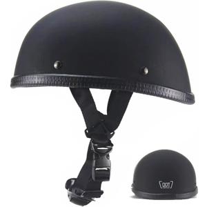 Motorcycle Half Helmet, DOT Approved Adult Men Women Retro Open Face Bike-Helmets, Bicycle/Skateboard Helmet for Adults, Bike, Skate, Scooter, Longboard Half Shell Helmet (Large, Matte Black)
