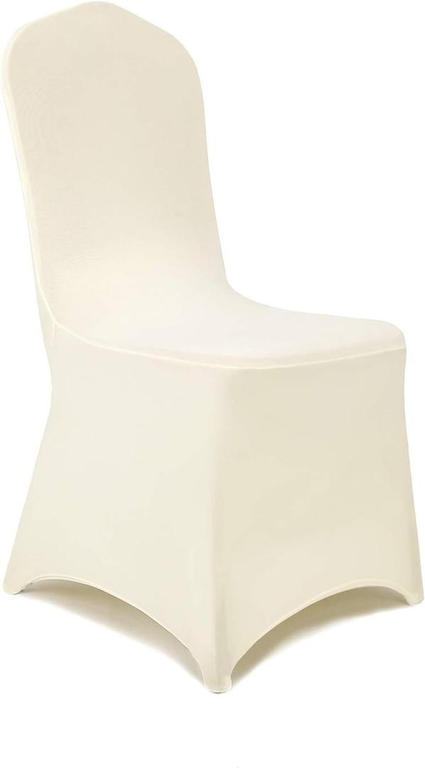Peomeise 12pcs Stretch Spandex Chair Cover for Wedding Party Dining Banquet Event (Ivory, 12)