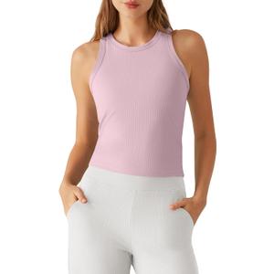 G4Free Workout Tank Tops for Women Slim Fitted Racerback Ribbed Athletic Gym Yoga Tanks Summer Casual (Small, Blush)