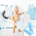 100PCS Baby Shower Clothespins Games Boy Plastic Clothes Pin with Storage Bag Mini Blue Pin Bulk 1.4 inch for Party Decorations, DIY Crafts