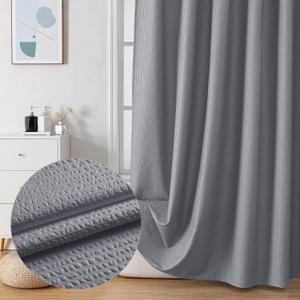 OVZME Berry Grey Shower Curtain Set, Embossed Textured Fabric Bathroom Curtain - Soft Cloth & Hotel Spa, Water Resistance, Machine Washable Shower Curtain with 12 Hooks, 72X72, Grey